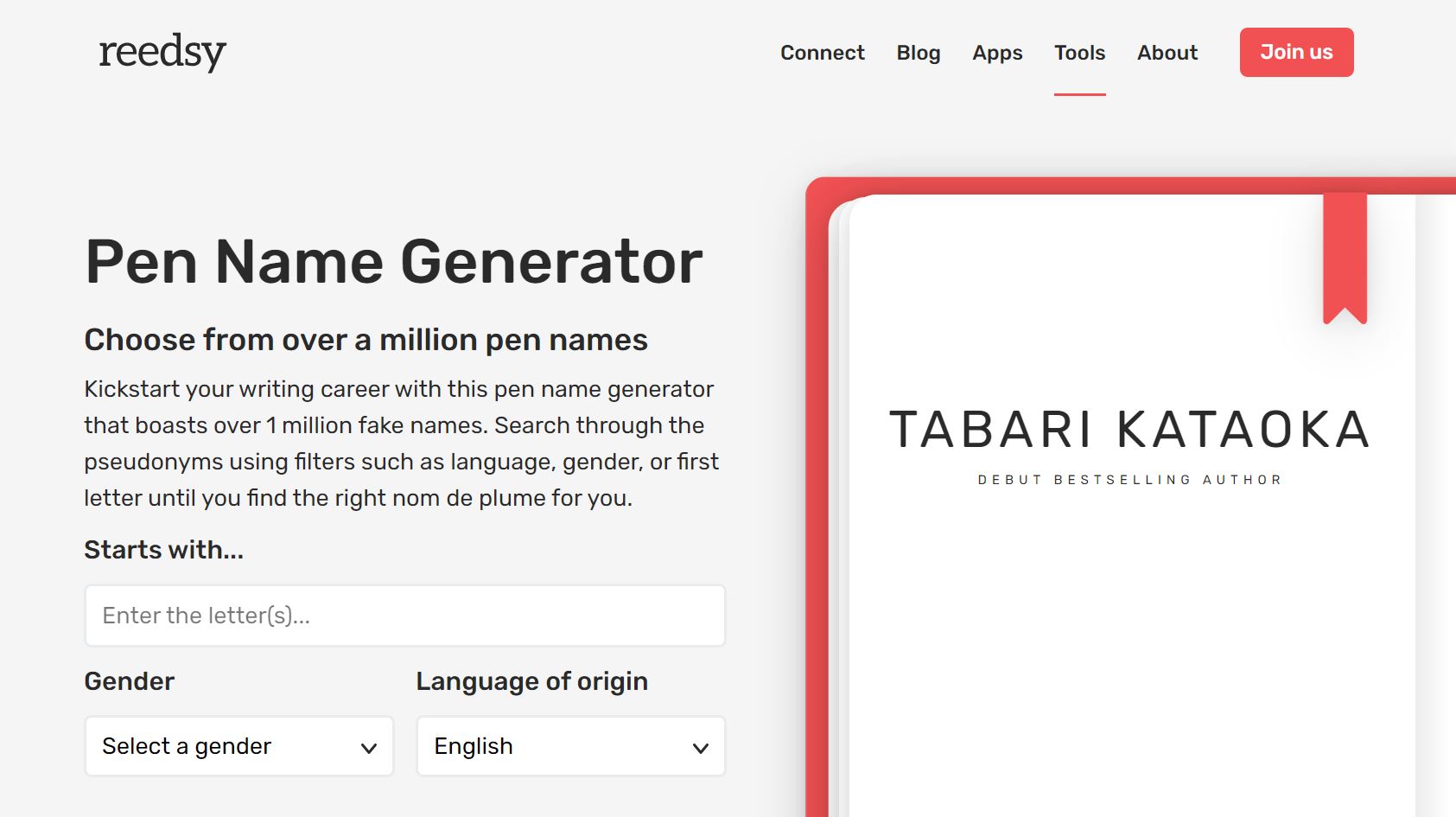 Reedsy pen name generator