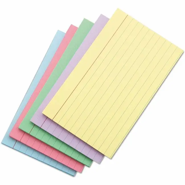 Stack of colorful jumbo index cards for novel planning